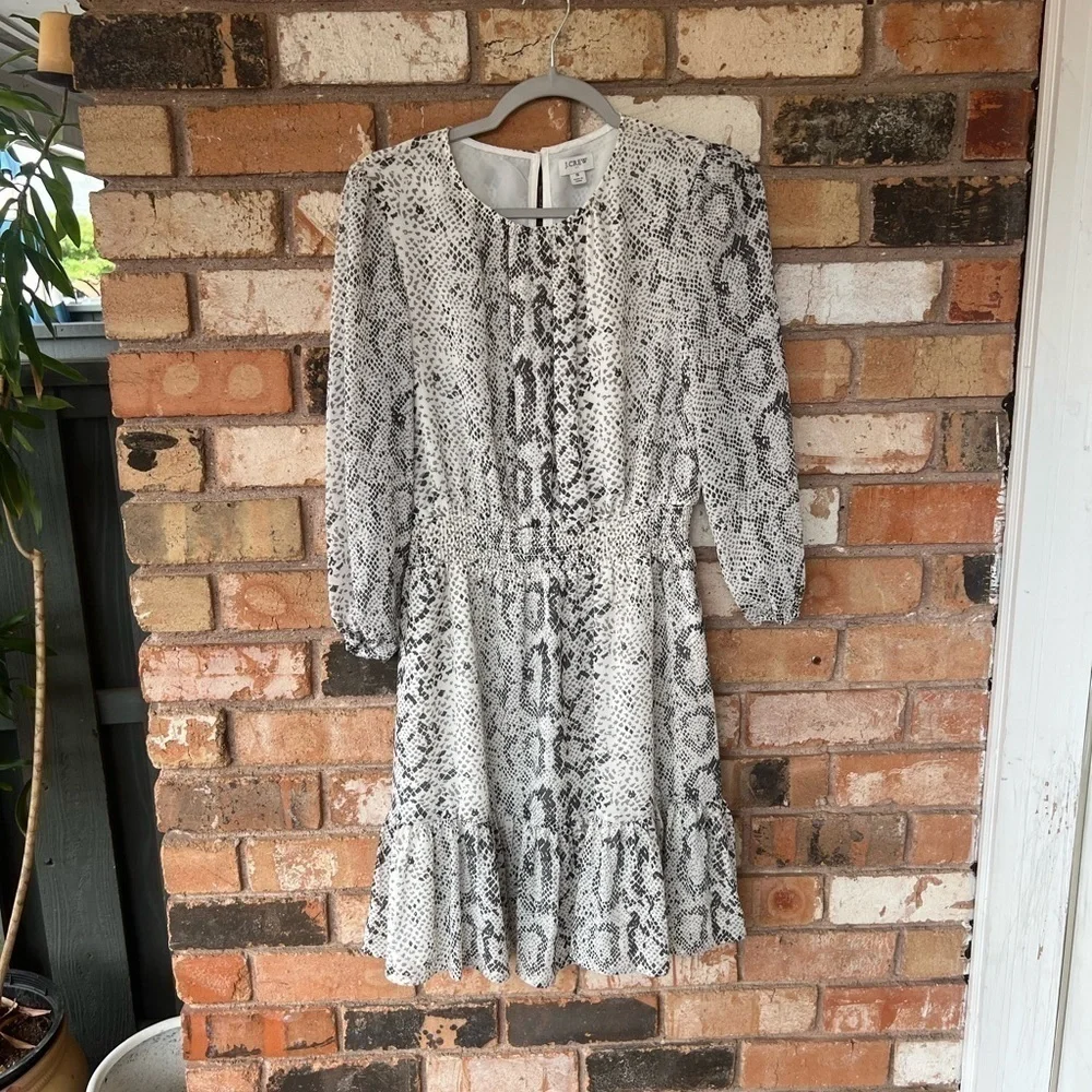 J Crew Cinched Waist Snakeskin Print Dress size Small